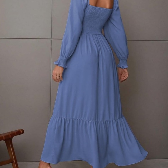 Blue Anna-Kaci Long Sleeve Square Neck Dress Size Small - Picture 9 of 11